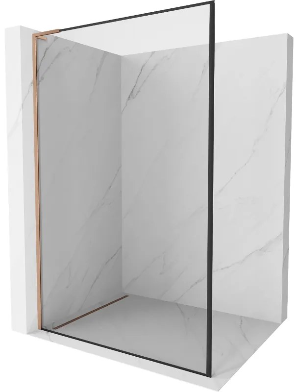 Mexen Kioto L, sprchová zástena Walk-In 70 x 200 cm, 8mm číre sklo čierny vzor, medený matný profil, 800-070-103-65-70