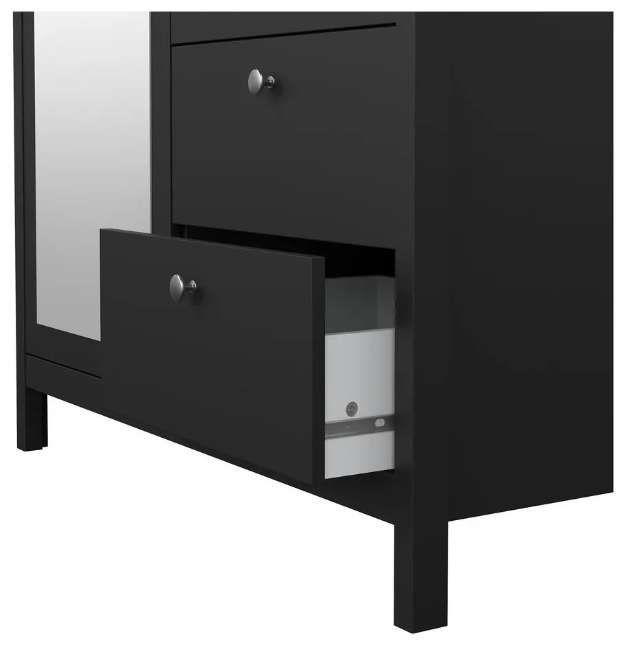 Čierna šatníková skriňa so zrkadlom 102x199x58 cm Madrid – Tvilum