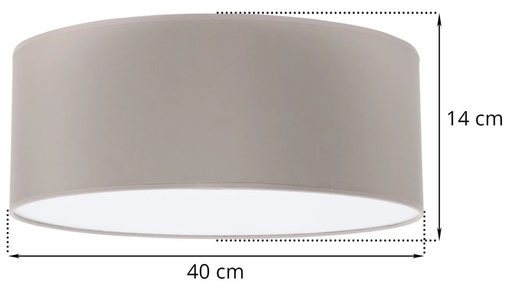 Stropné svietidlo Gaja, 1x béžové textilné tienidlo, (biele plexisklo), (fi 40cm)