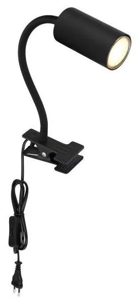 Globo 57911KB - Flexibilná lampa s klipom ROBBY 1xGU10/25W/230V čierna