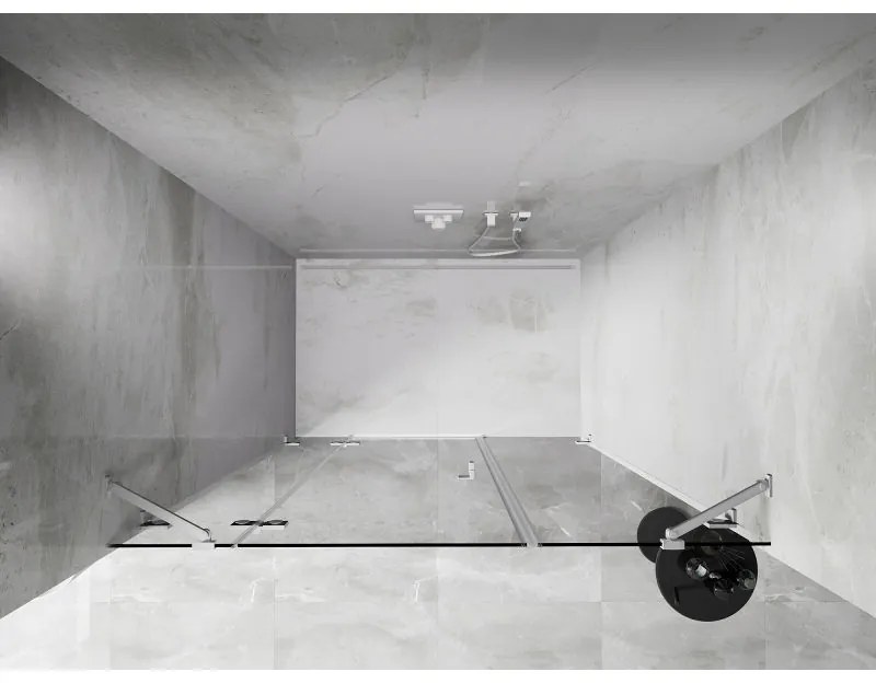 Mexen Lunar, ľavé otočné sprchové dvere 145 cm, 8mm číre sklo, biely profil, 834S-145-050-20-00-L