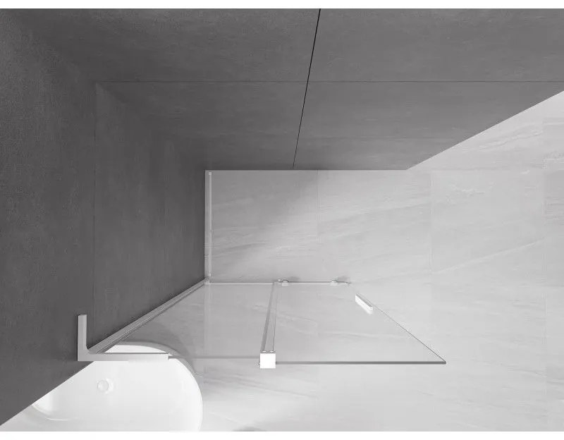 Mexen Velar L, posuvná sprchová zástena Walk-in 90 x 200 cm, 8mm číre sklo, biela matná, 871-090-003-03-20