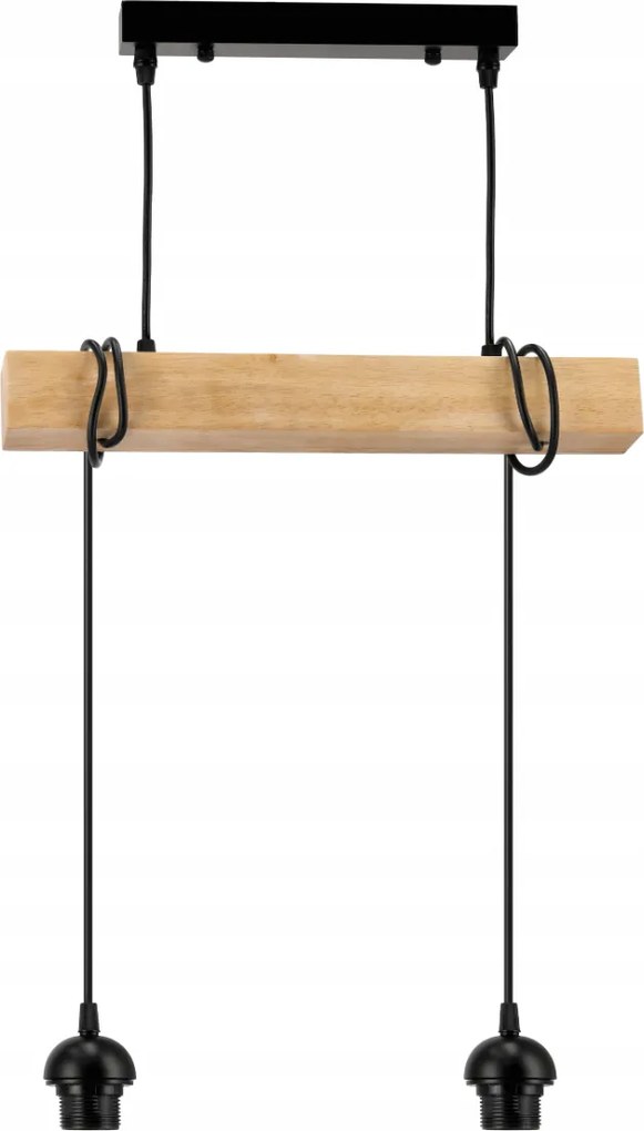 BERGE LED závesné stropné svietidlo, drevený trám, 2xE27, brilantný drevený luster