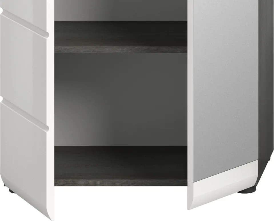 Predsieňová skriňa so zrkadlom Salsa, šedý dub/biely lesk