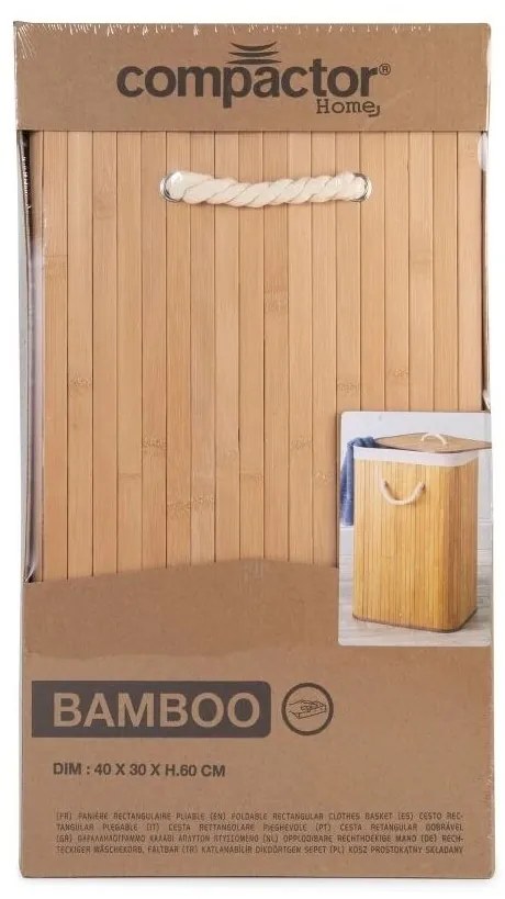 Compactor Kôš na špinavú bielizeň Bamboo hranatý, prírodná