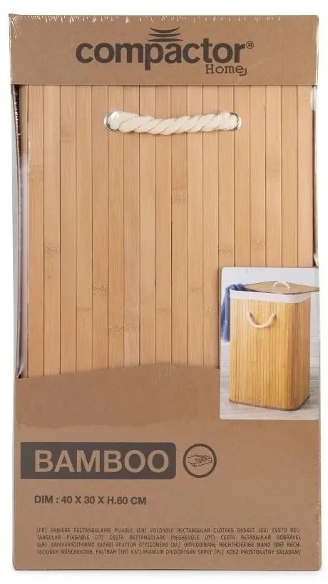 Compactor Kôš na špinavú bielizeň Bamboo hranatý, prírodná