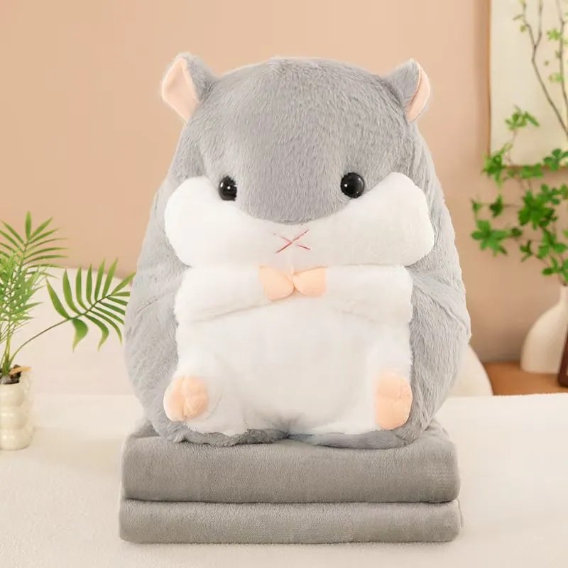 Plyšový ŠKREČOK s detskou dekou vo vnútri, sivý