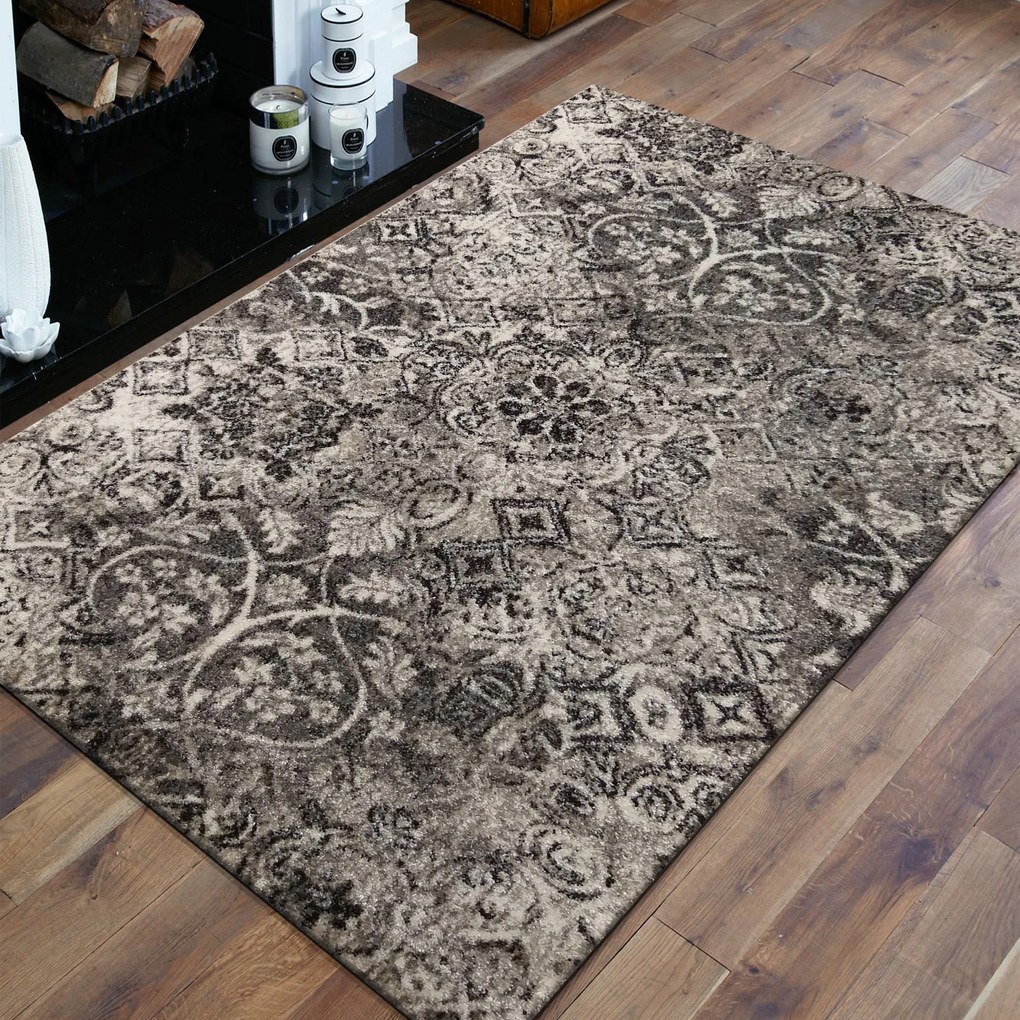 DY Sivý moderný koberec s geometrickým vzorom Panamero 08 N Rozmer: 80x150 cm