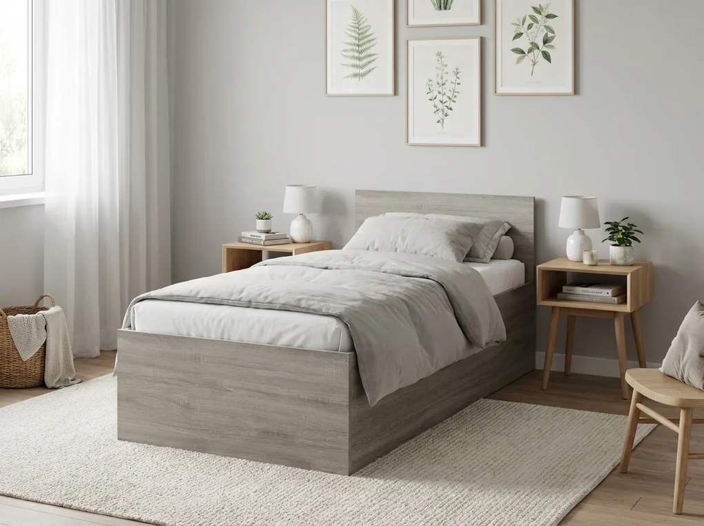 Posteľ SOFIA 80 x 200 cm, dub lanýž Rošt: S latkovým roštom, Matrac: Matrac COCO MAXI 20 cm