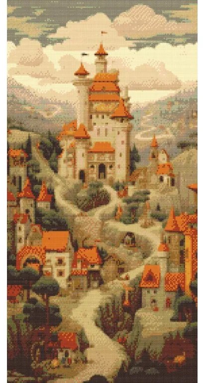 Gario Diamantové maľovanie Hradné predmestie Rozmery: 40 x 80 cm, Rámovanie: Iba zrolované plátno, Diamanty: Okrúhle