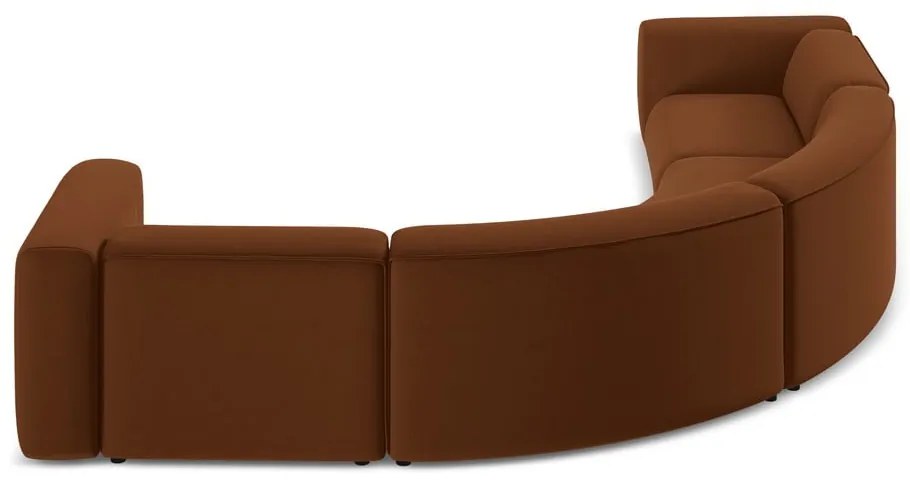 Oranžová/hnedá zamatová rohová pohovka Ekahi – Makamii