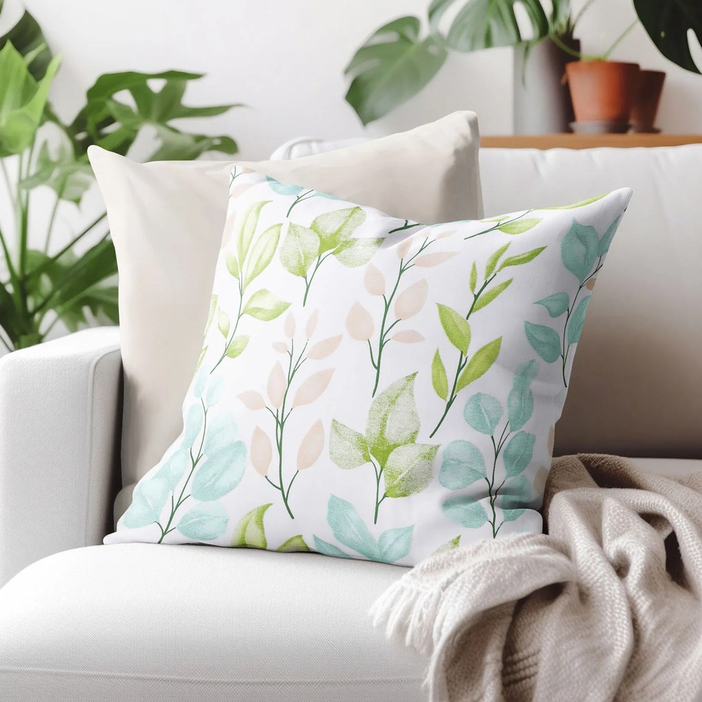 Goldea bavlnená obliečka na vankúš deluxe - maľované lístky 40 x 60 cm