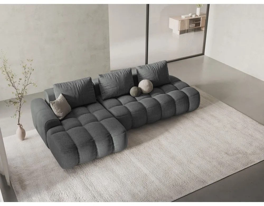 Sivá rozkladacia/s úložným priestorom rohová pohovka (ľavý roh/s leňoškou) Linz – Cosmopolitan Design