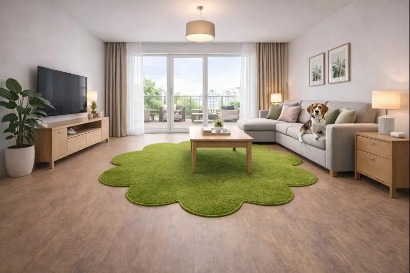 Kusový koberec Eton zelený kvetina, 120x120 kvietok, zelená, Vopi