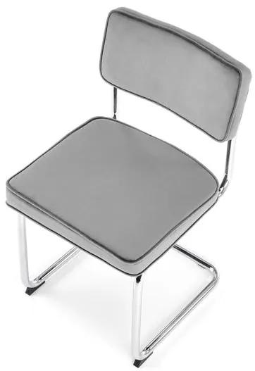 Jedálenská stolička VALDA — kov, látka, sivá