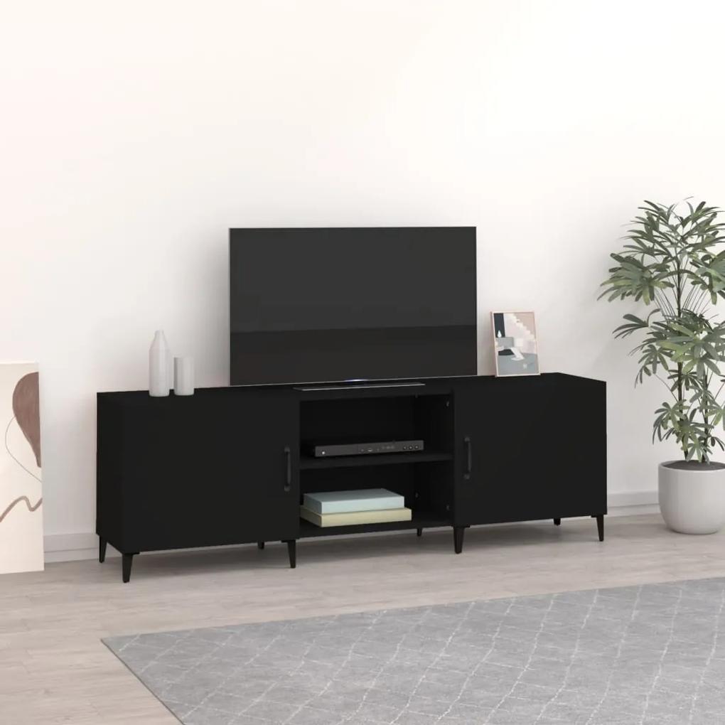 TV stolík čierny 150x30x50 cm spracované drevo