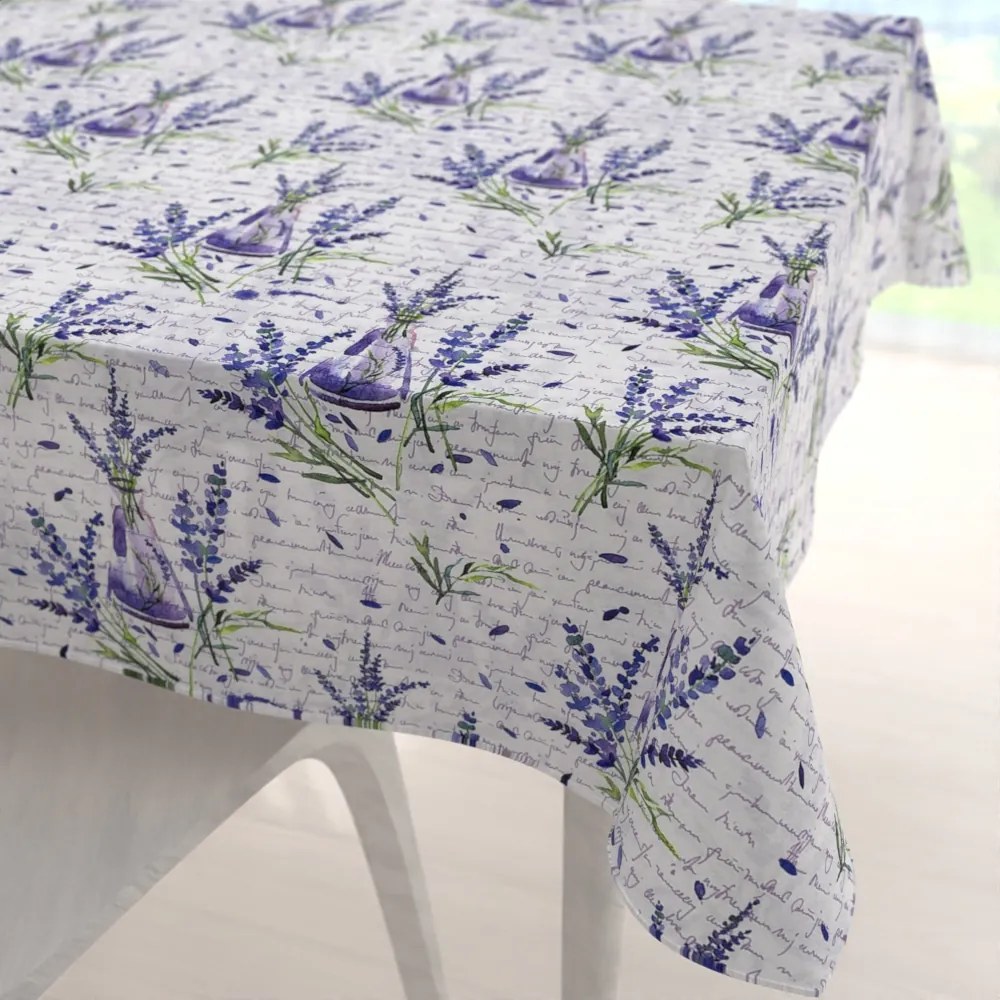 Biante Dekoračný štvorcový obrus PML-082 Vetvičky levandúľ s vázičkami 80x80 cm