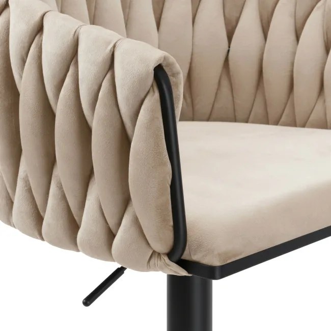 Barová stolička COFTON zamatová, béžová / čierna