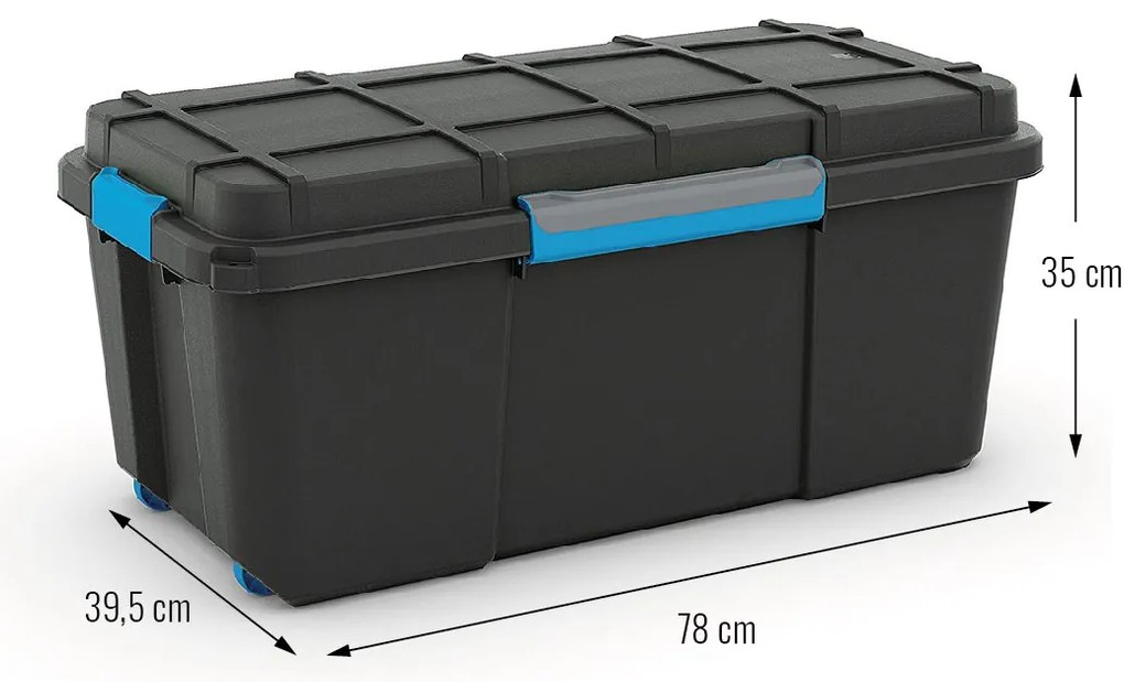 Úložný box z recyklovaného plastu s vekom, Scuba L - 74 l, 35x78x39,5 cm