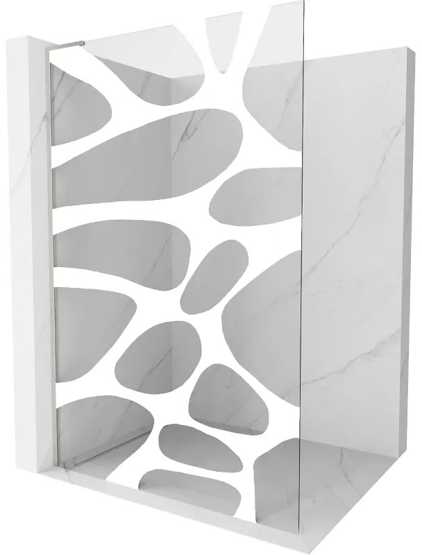 Mexen Kioto L, sprchová zástena Walk-In 100 x 200 cm, 8mm číre sklo biely vzor, brúsená oceľ profil, 800-100-103-97-97