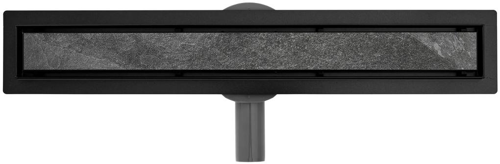 Rea Lineárny nerezový odtokový žľab NEO BLACK PRO 70 cm s 360° stupňovým sifónom, čierny, REA-G8906