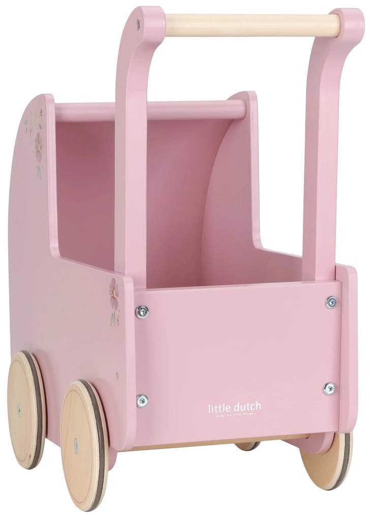 Kočík pre bábiky drevený s perinkou Pink