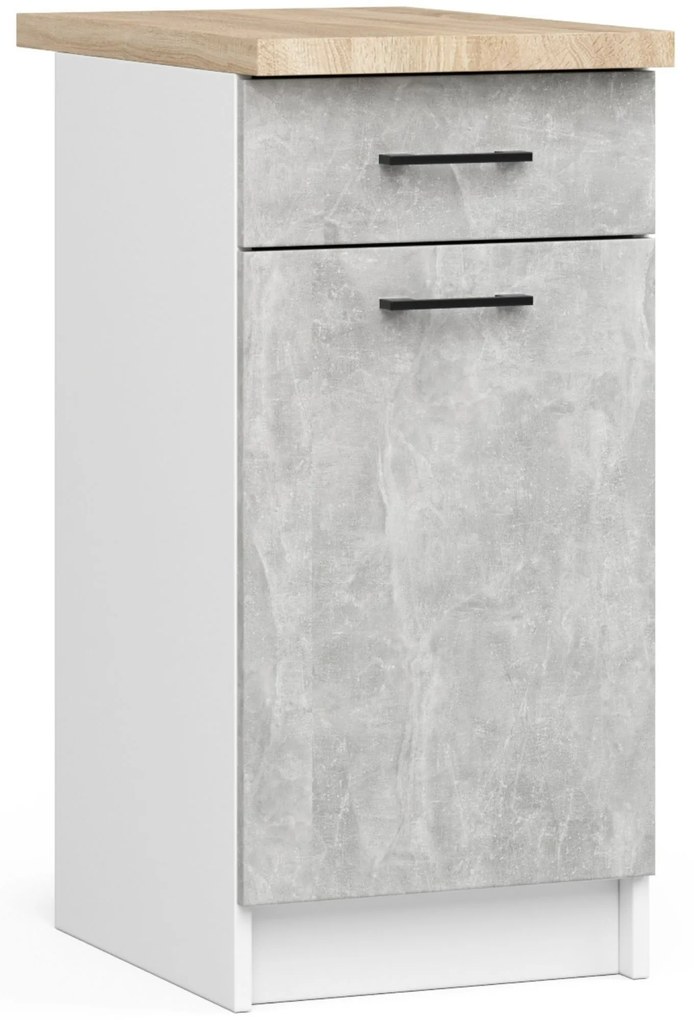 Kuchynská zostava 240 cm Ozara II (biela + betón). Akcia -18%. Vlastná spoľahlivá doprava až k Vám domov. 1071173