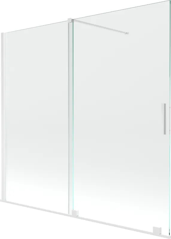 Mexen Velar, 2-krídlová posuvná vaňová zástena 170 x 150 cm, 8mm číre sklo, biely profil, 896-170-000-01-20