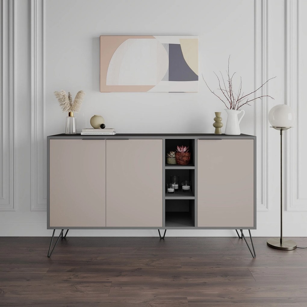 Konzolový stolík Clara Console - Anthracite, Light Mocha