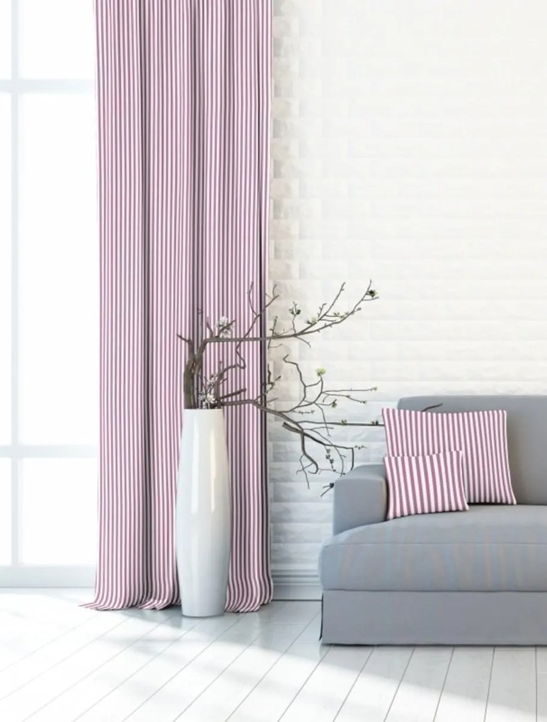 Záves dekoračná, OXY Prúžky 150 cm, starorůžový 150 cm