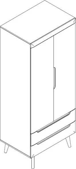 Šatníková skriňa Nordi, dub riviera/bielylesk