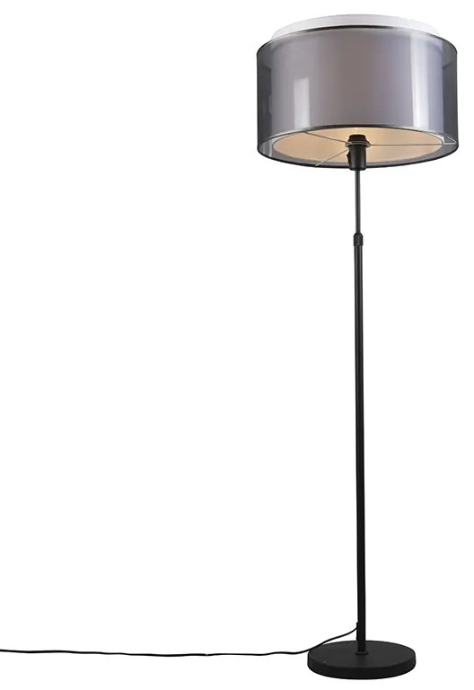 Stojaca lampa čierna s čiernym/bielym tienidlom 47 cm nastaviteľná - Parte