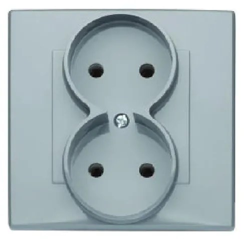 Dvojitá zásuvka bez uzemnenia popolavý GP-2L.P