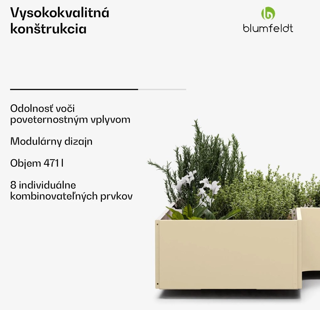 Blumfeldt Versagrow vyvýšený záhon s 8 modulmi, individuálny tvar, hrúbka 1 mm, nehrdzavejúca oceľ