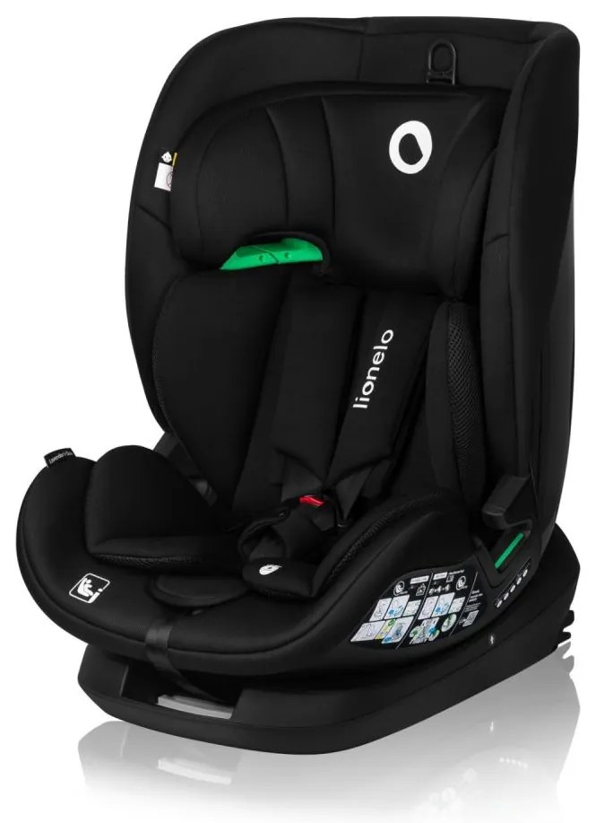 Lionelo - Otočná autosedačka so základňou LAVENDER i-Size 76-150 cm Čierny karbón