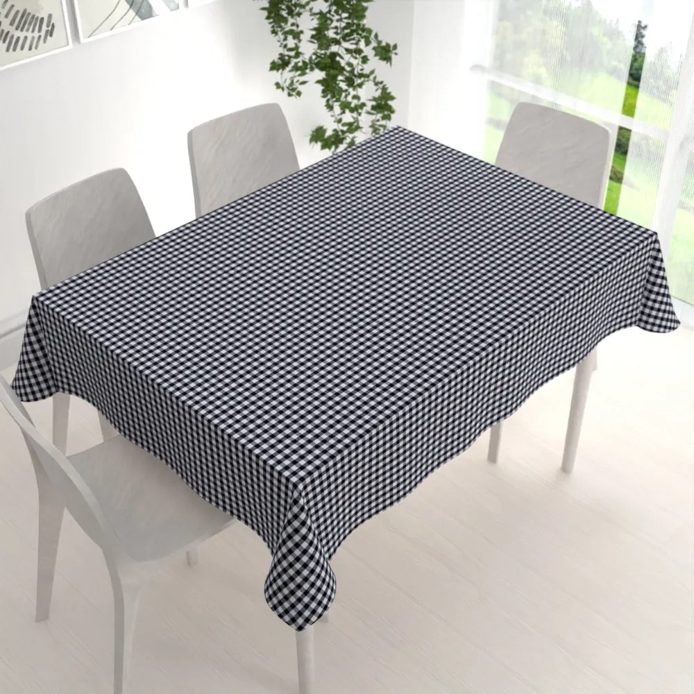Biante Bavlnený obdĺžnikový obrus Olivia OL-015 Čierno-biela kocka malá 120x200 cm