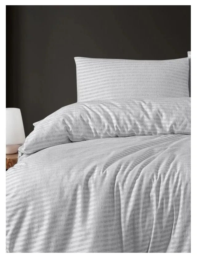 Svetlosivé 4-dielne predĺžené obliečky na dvojlôžko s plachtou 200x220 cm – Mila Home