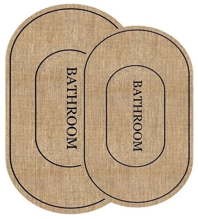 Čierno-hnedé kúpeľňové predložky v súprave 2 ks 60x90 cm Jute Look – Mila Home