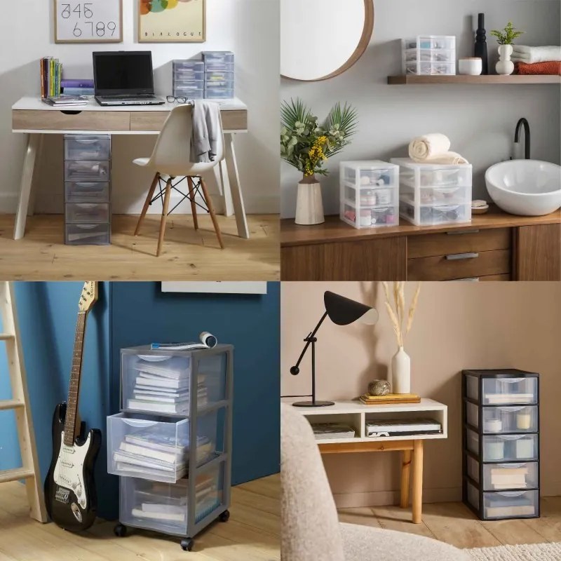 Úložný box so 6 zásuvkami, antracitová farba, OFFICEMIX