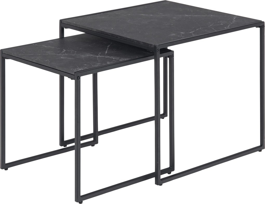 XXXLutz SADA ZASÚVACÍCH STOLÍKOV, čierna, kov, kompozitné drevo, 50/50/45 cm MID.YOU - Stolíky do obývačky - 001749061004