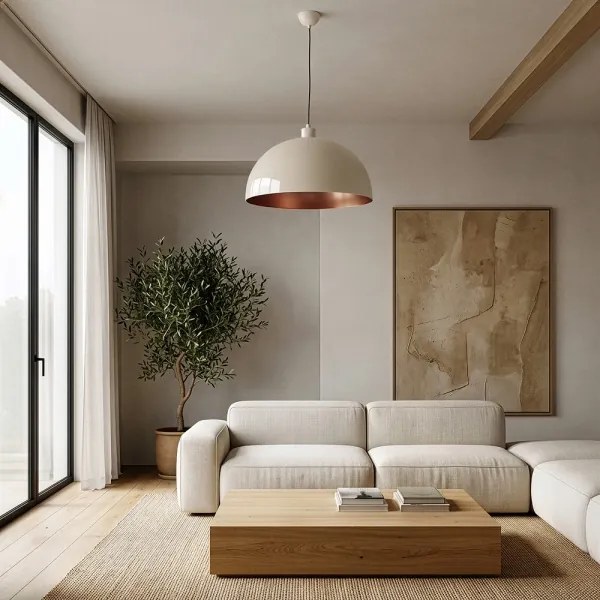 BRILAGI - LED luster na lanku METALO 1xE27/40W/230V pr. 40 cm béžová/medená