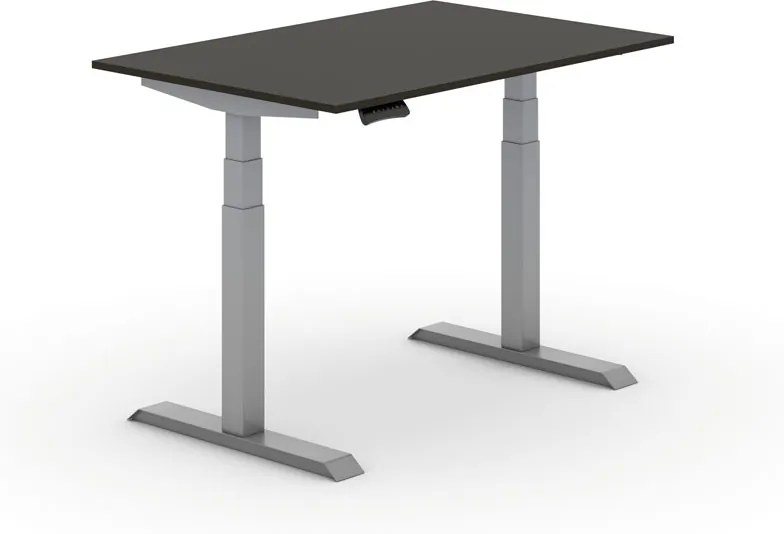 Výškovo nastaviteľný stôl, elektrický PRIMO ADAPT, 1200x800x625-1275 mm, wenge, sivá podnož