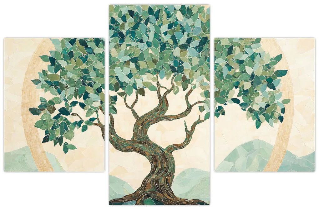 Obraz – Elegantná mozaika so stromom (90x60 cm)