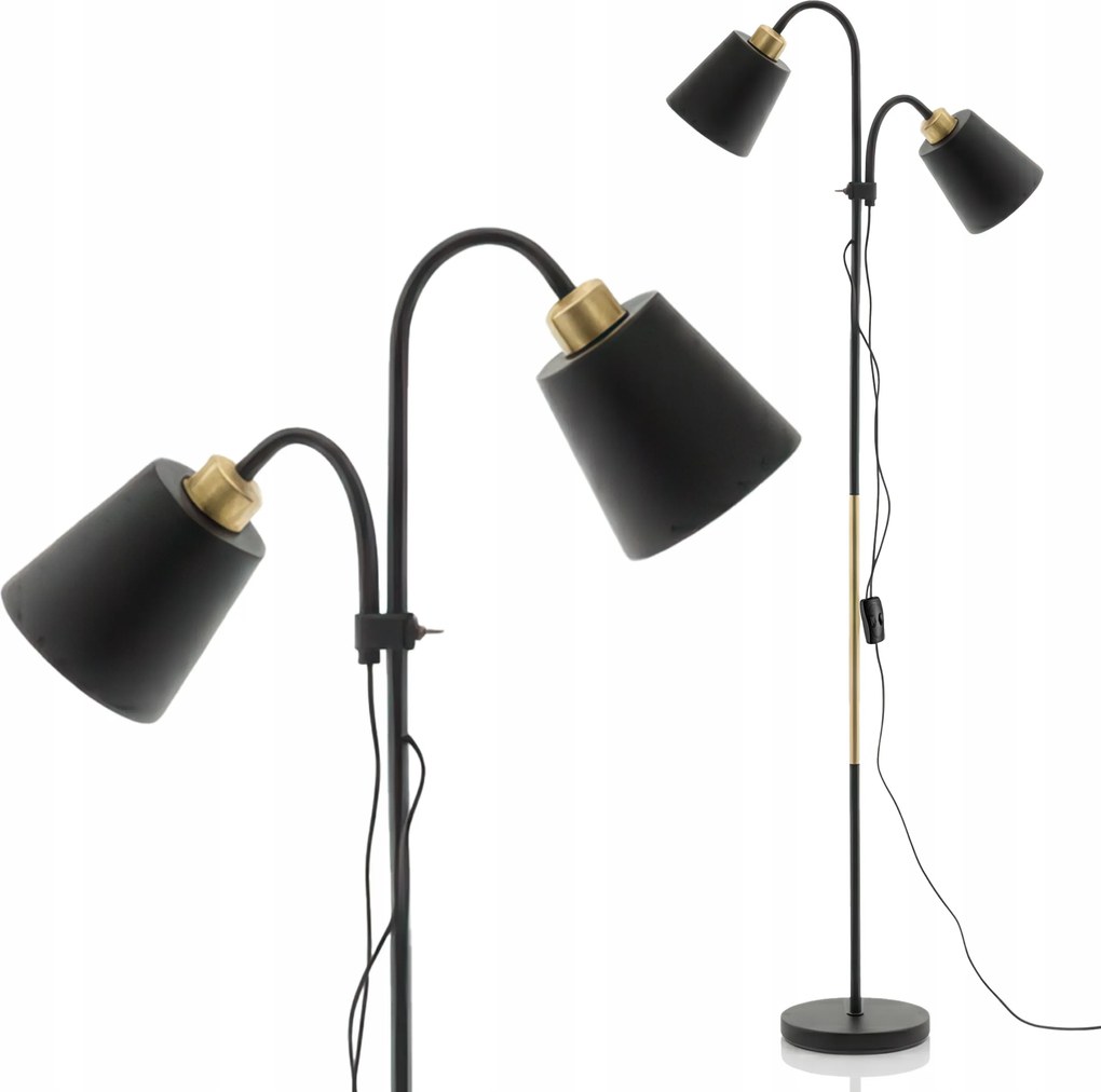 Smart LED ARGUS stojacia čierna lampa na čítanie nastaviteľná 2xE27