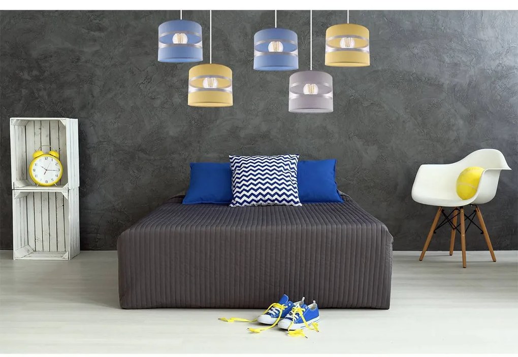 Závesné svietidlo Elegance Spider, 5x textilné tienidlo (mix 8 farieb), w