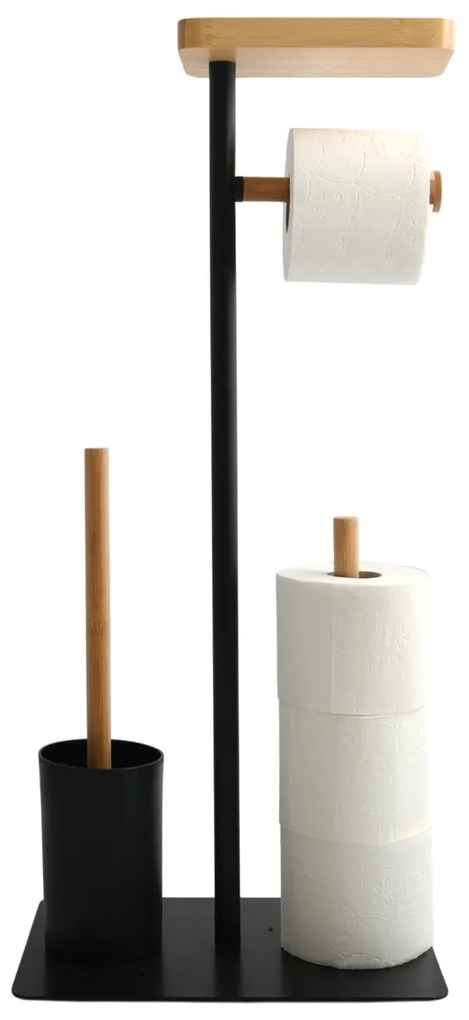 MSV Stojan na toaletný papier so štetkou a držiakom Teiki 20 x 30 x 67 cm, čierna