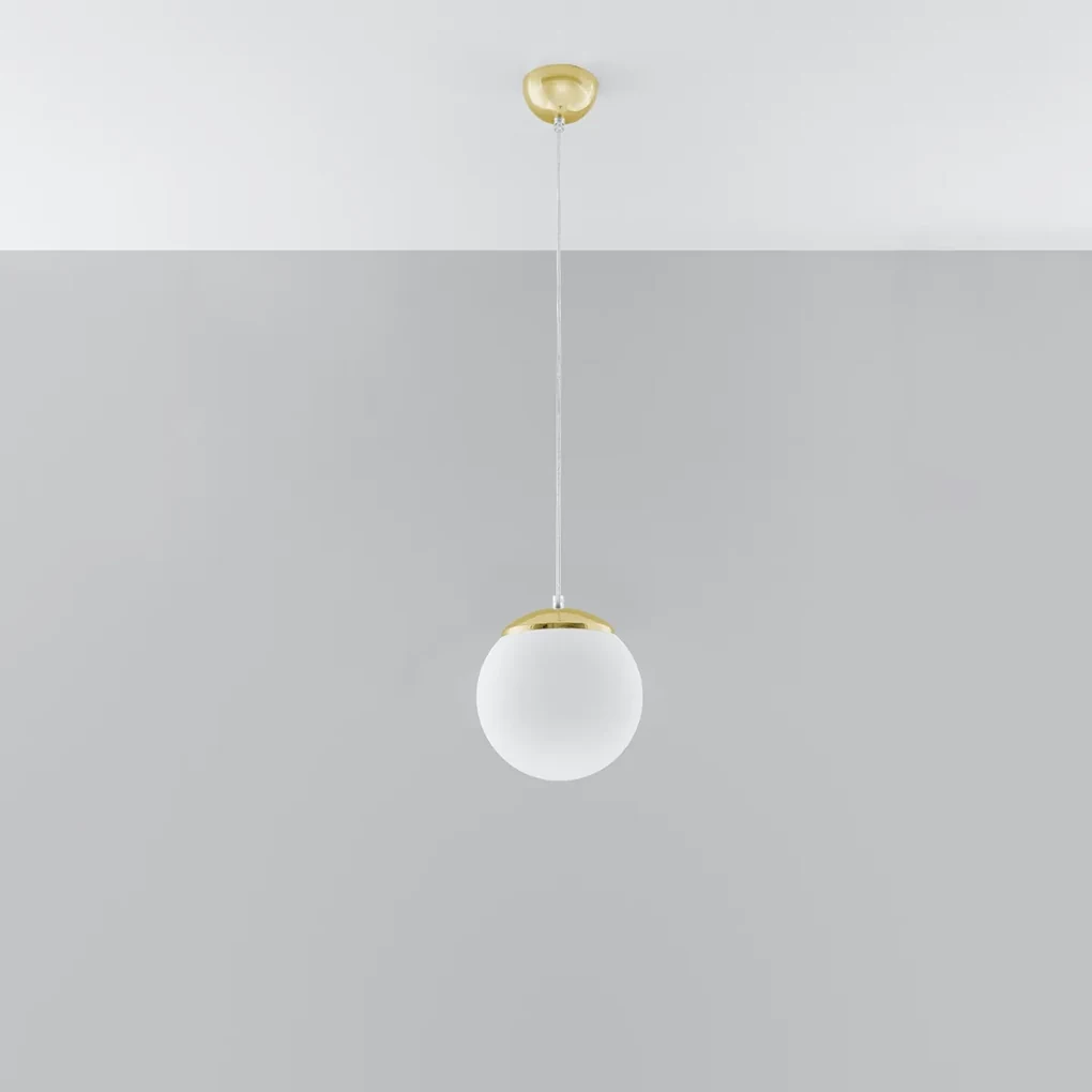 Závesné svietidlo Ugo, 1x biele sklenené tienidlo, (fi 20 cm), g