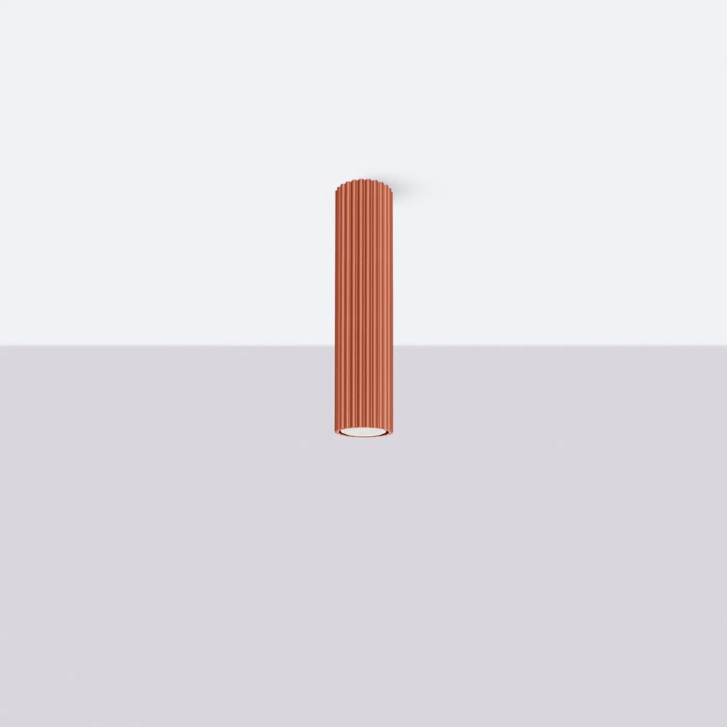 Stropné svietidlo Karbon, 1x okrovo červené kovové tienidlo, (30 cm)