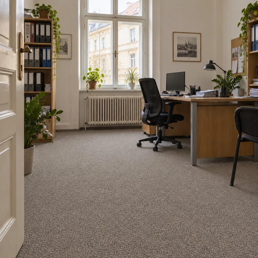 Tapibel, Metrážny koberec Cobalt SDN 64031-AB béžovo-hnedý, záťažový, na mieru, šíře 4m,5m, hnedá, ab (mriežka), chodba / predsieň