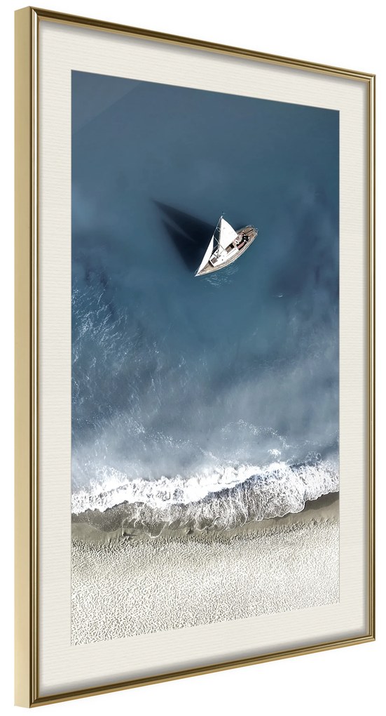 Artgeist Plagát - Yacht at Sea [Poster] Veľkosť: 20x30, Verzia: Zlatý rám s passe-partout